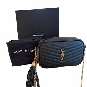 Saint Laurent Mini Lou Camera Bag Matelasse Chevron Black